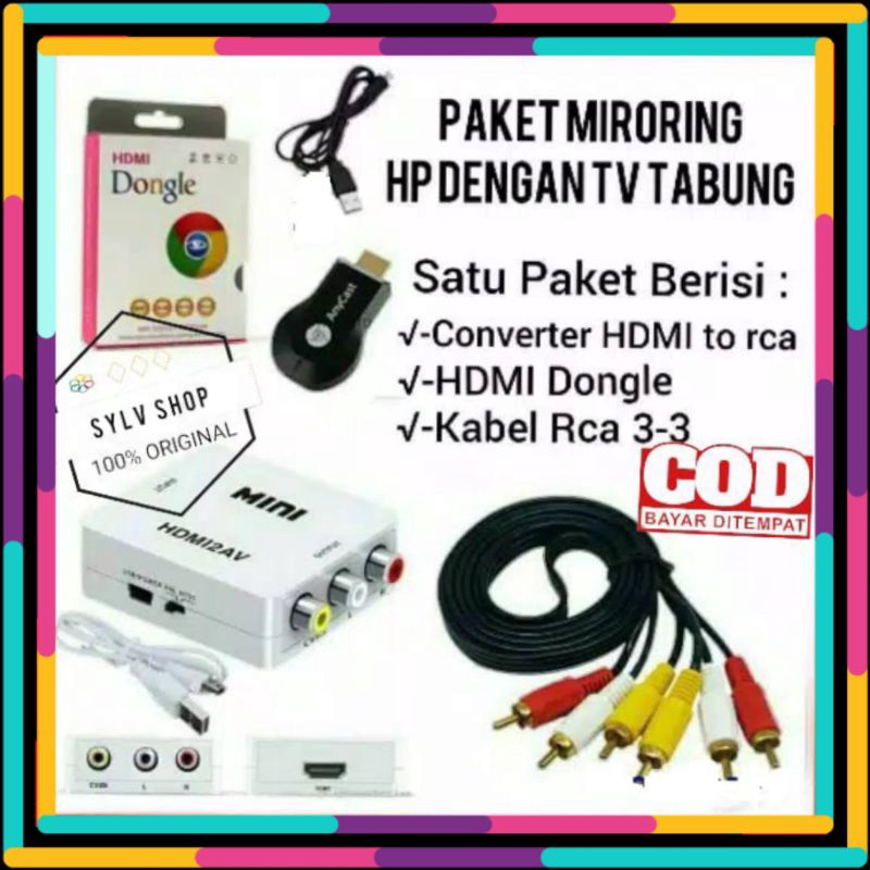 Jual PAKET ANYCAST DONGEL UNTUK KE TV TABUNG ANYCAST MIRORRING HP KE