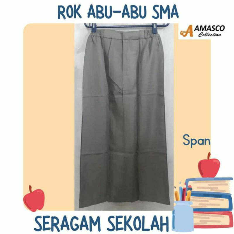 Jual Amasco collection, rok abu-abu SMA bahan pertamil model rok span ...