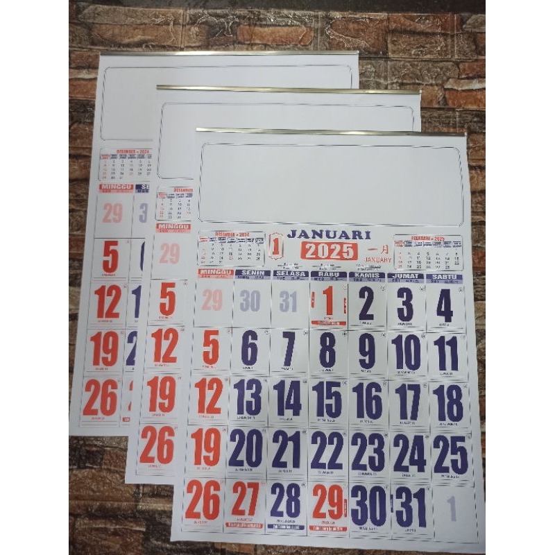 Jual kalender dinding 1 bulanan 2025 notes ukuran 38 cm x 54 cm ...