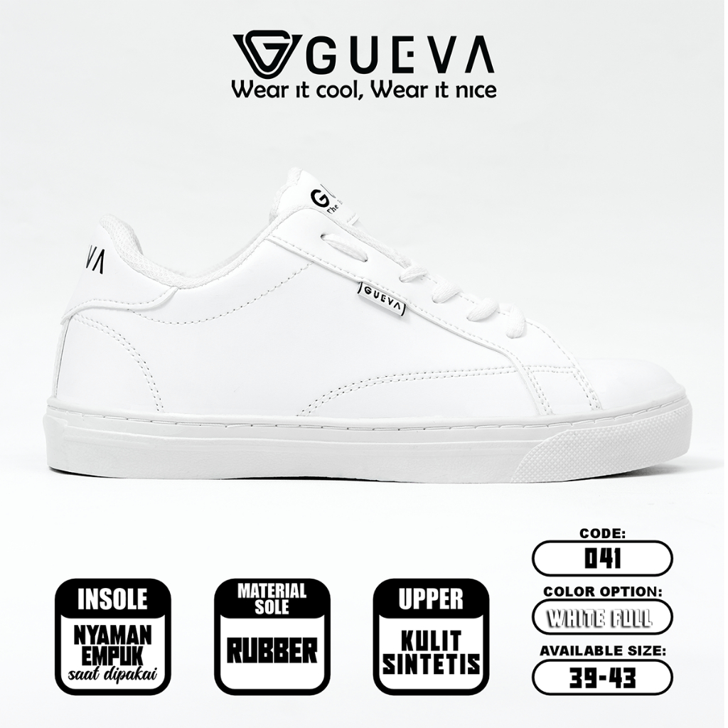 Jual GUEVA041Sepatu Pria Sneakers Indoor Outdoor Putih Casual Unisex ...