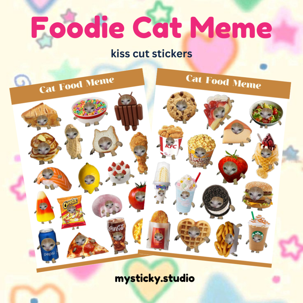 Jual CAT MEME FOOD STICKERS / DECO STICKER VINTAGE RETRO AESTHETIC ...