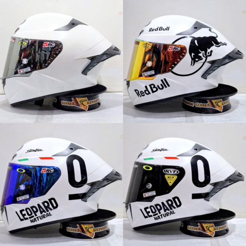 Jual Helm Kyt TT COURSE SOLID WHITE/PUTIH PAKET GANTENG REDBULL/LEOPARD ...