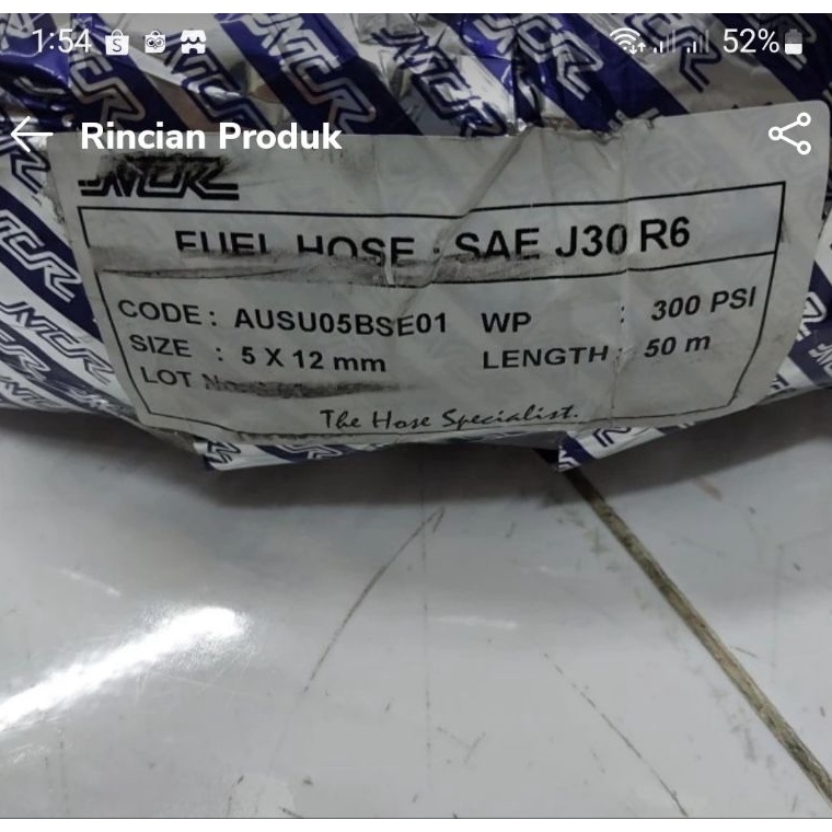 Jual Lagi Tren Selang NCR R6 Fuel Oil Hose 316 Bensin Solar Oil ID 5mm ...