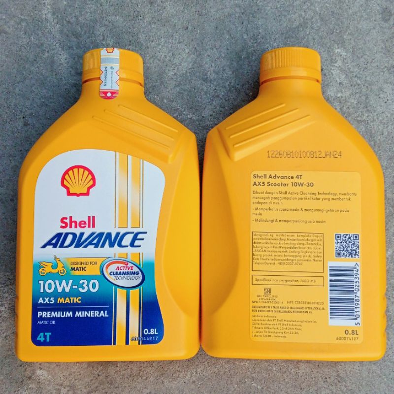 Jual OLI OIL MESIN 4T SHELL ADVANCE AX5 MATIC SCOOTER ( KUNING ) SAE ...