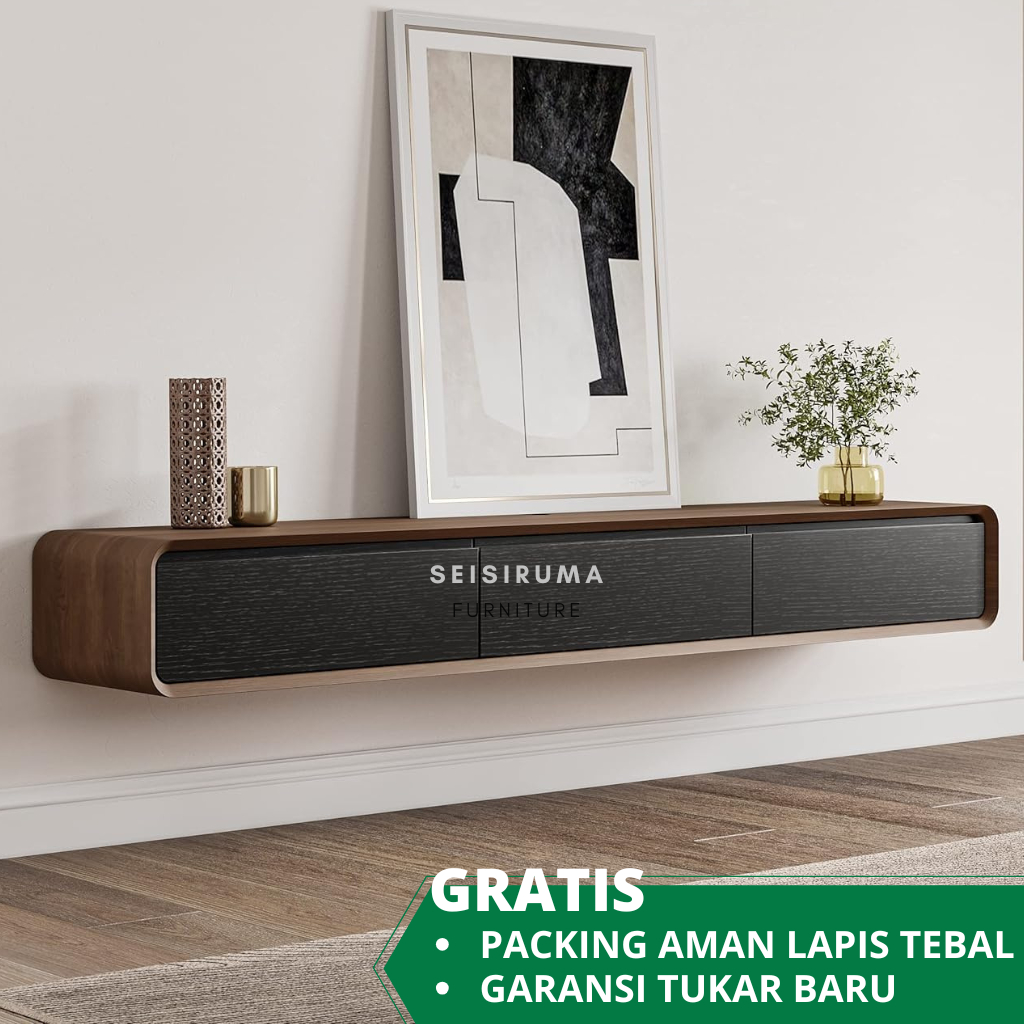 Jual Rak TV Meja Minimalis Modern Lemari Gantung Dinding dengan Laci ...