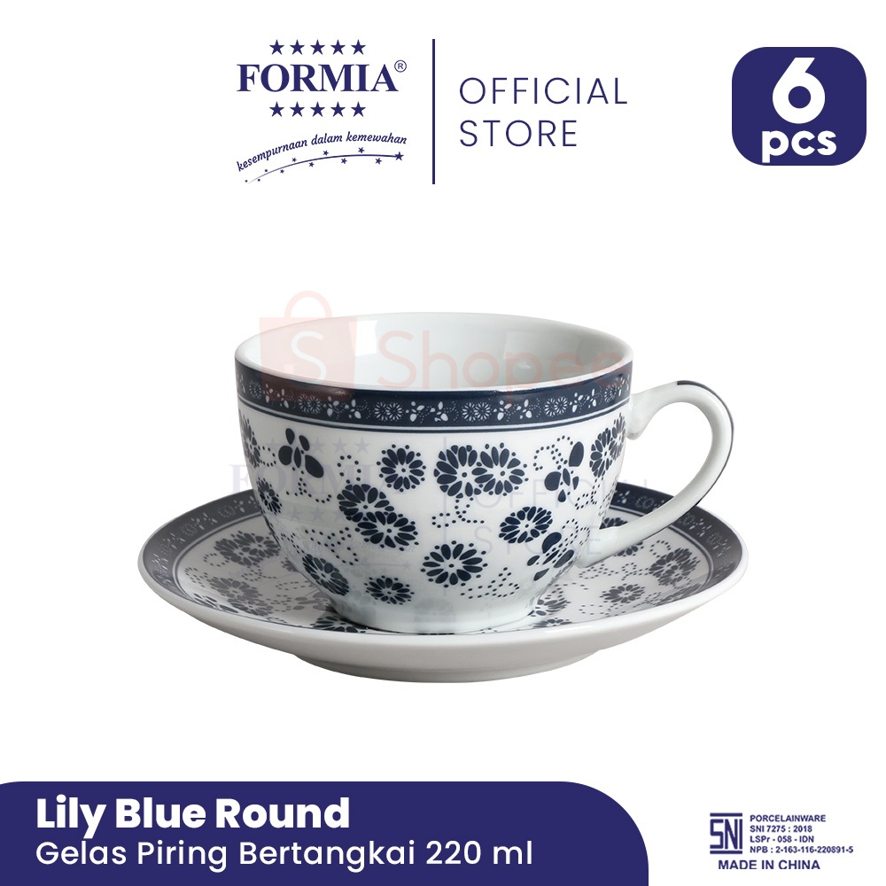 Jual Formia Cup Saucer Set Lily Blue Round / 6 pcs | Shopee Indonesia