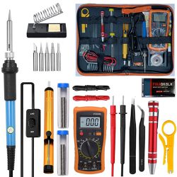 Set Solder Listrik Lengkap Dengan Multimeter Iron Tool Kit 220V 60W Set Besi Elektronik Kit Besi Elektronik 200-450 ° C Paket Penyedot Penghisap Timah Set Kit