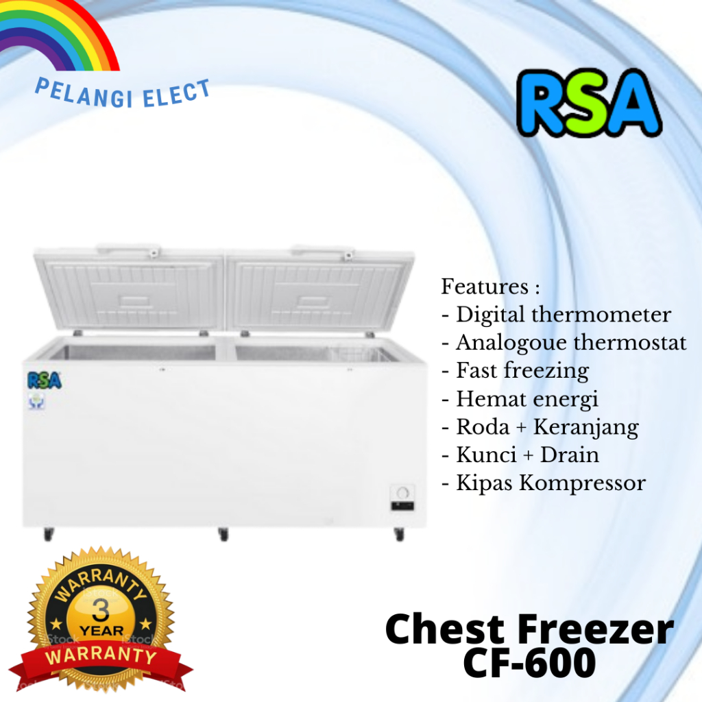 Jual Chest Freezer RSA CF-600 H / CF600H Freezer Box 500 liter | Shopee ...