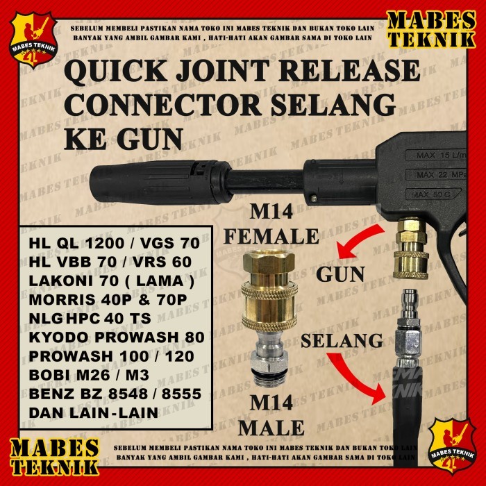 Jual Quick Release Selang Ke Gun Jet Cleaner / Sambungan dari Selang ...