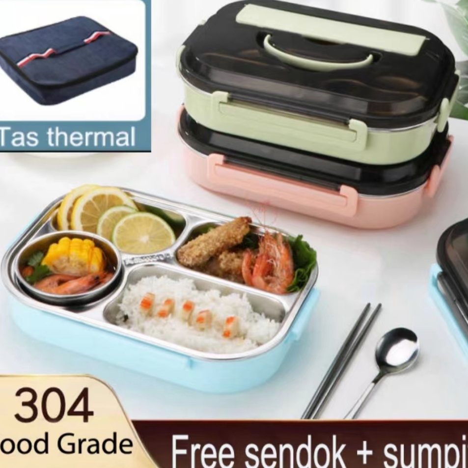 Jual Obral Irit Lunch Box Kotak Makan Lengkap Dengan Tas dan Alat Makan ...