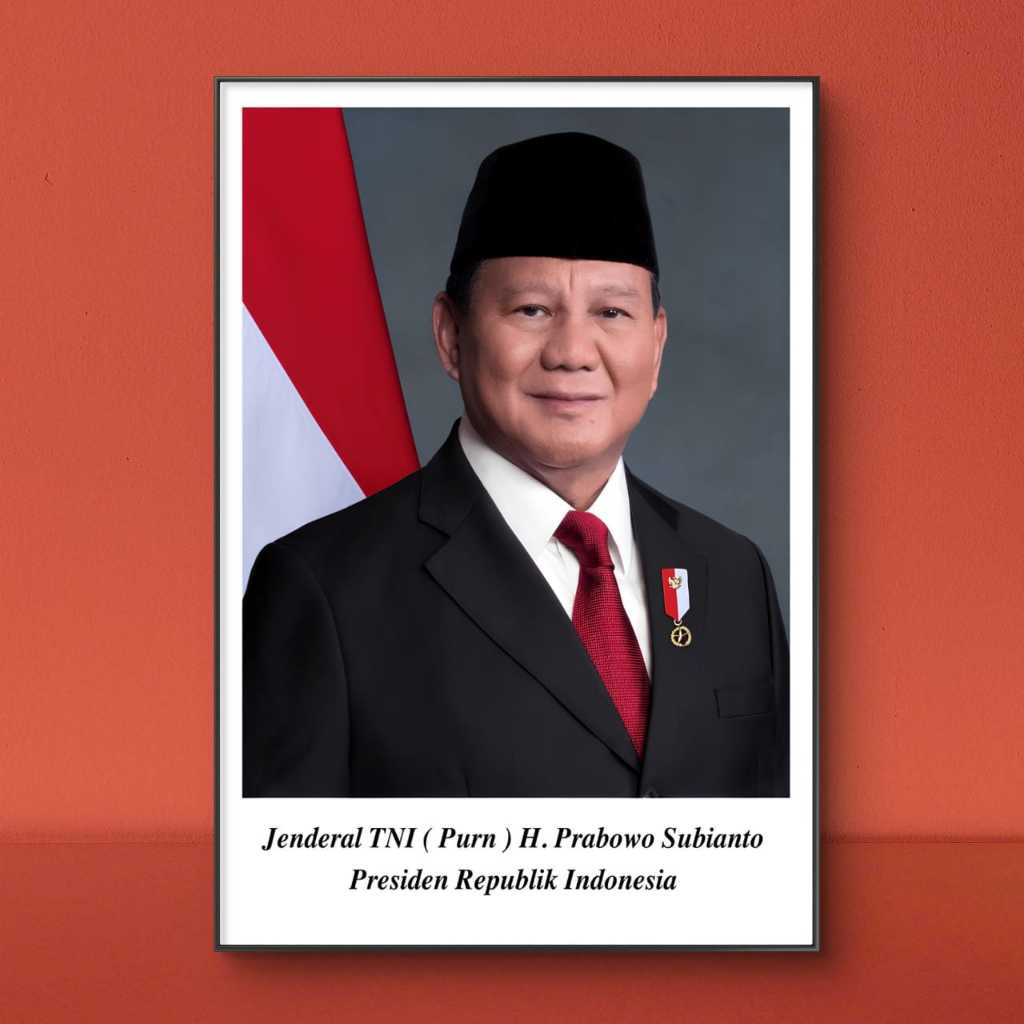Jual Poster Dinding Bingkai Kayu Premium Foto Presiden & Wapres Prabowo