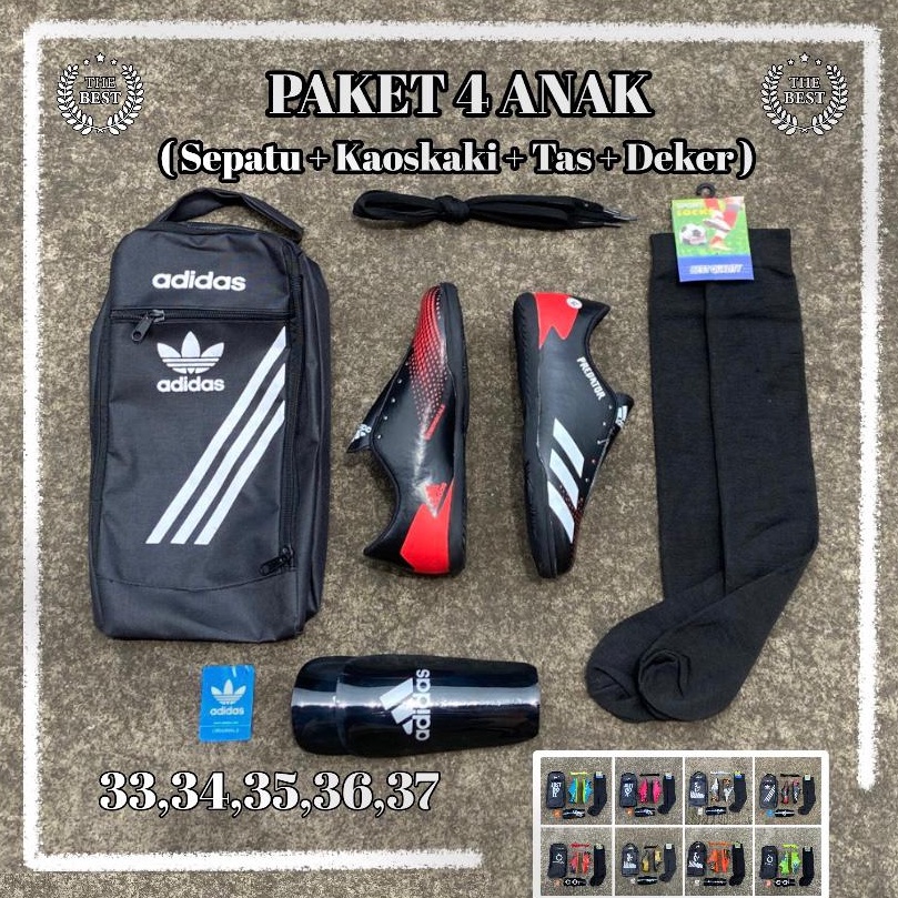 Jual Garansi Resmi Sepatu Futsal Anak SD SMP Predator Paket 4 Dapat
