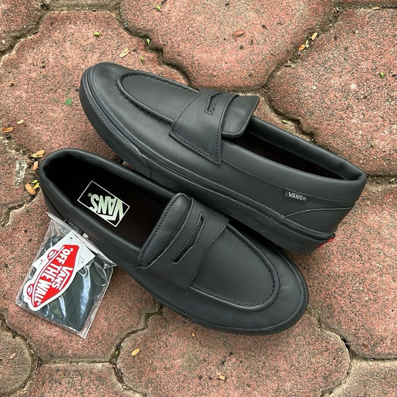 VANS SLIP ON LOAFER LEATHER BLACK BLACK