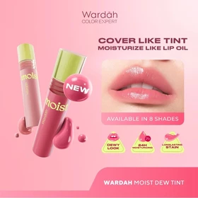 WARDAH MOIST DEW TINT ( 3 G ) Lip Tint Moist Stain Glossy Intense Color High Coverage Ringan