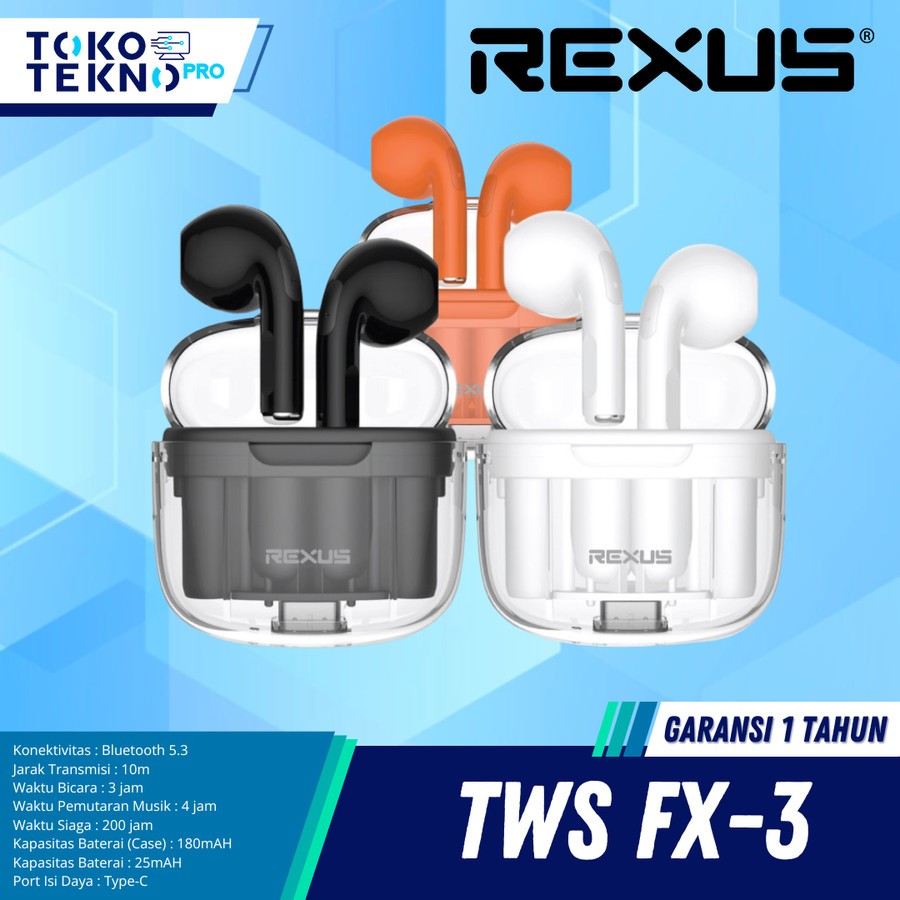 Jual Rexus FX3 / FX-3 TWS Bluetooth Earbuds Garansi Resmi | Shopee ...