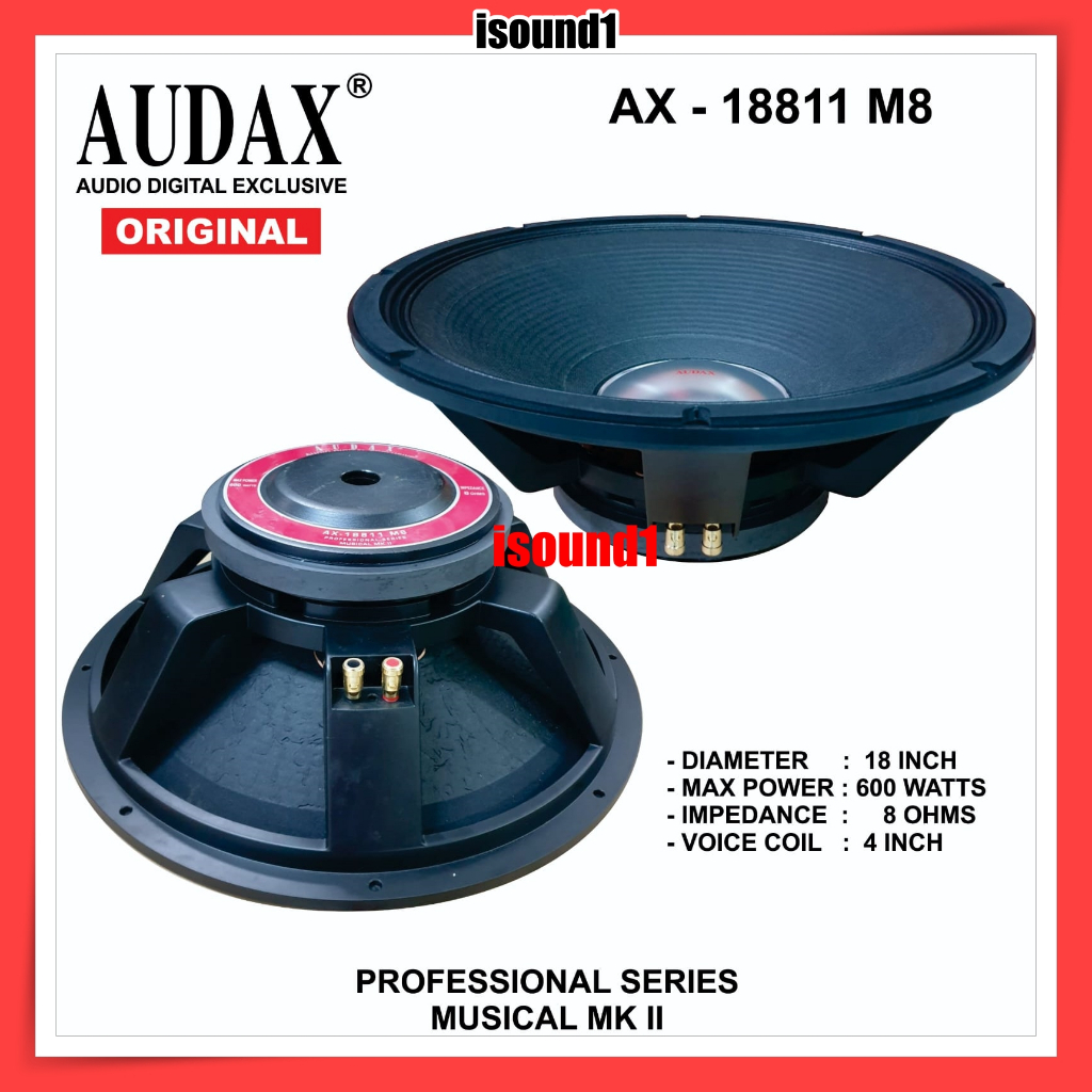 Jual SPEAKER AUDAX 18 IN AX 18811 M8 FULL RANGE 600 WATT 18811