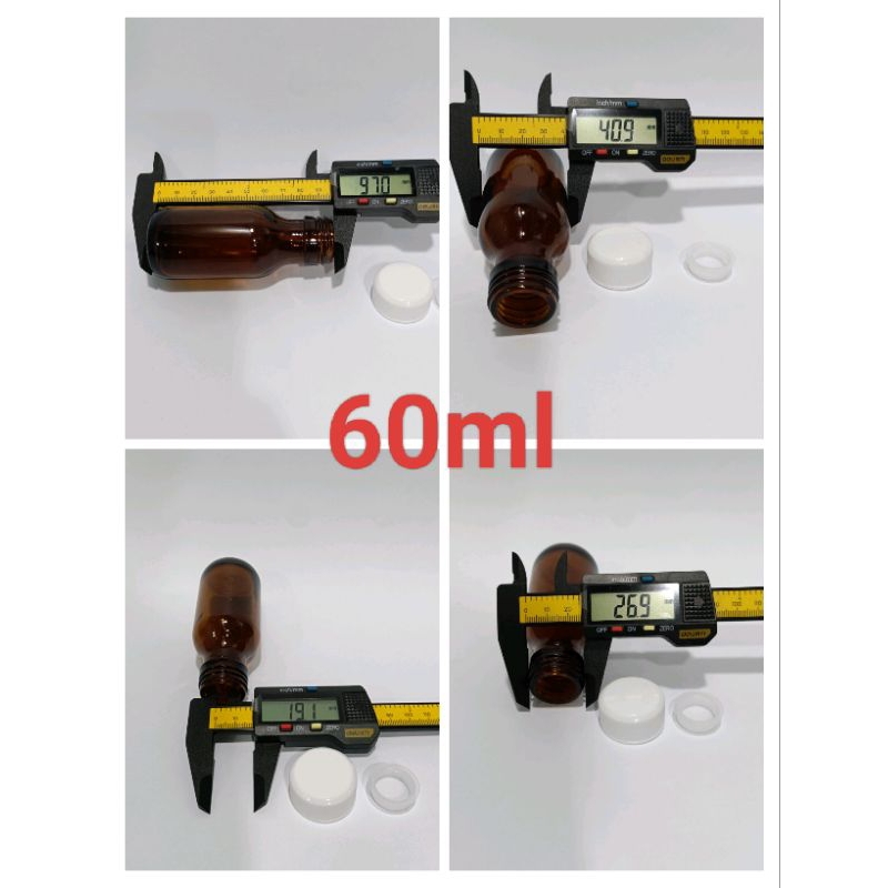 Jual Botol Kaca 60ml Coklat / Amber tutup plastik ulir | Shopee Indonesia