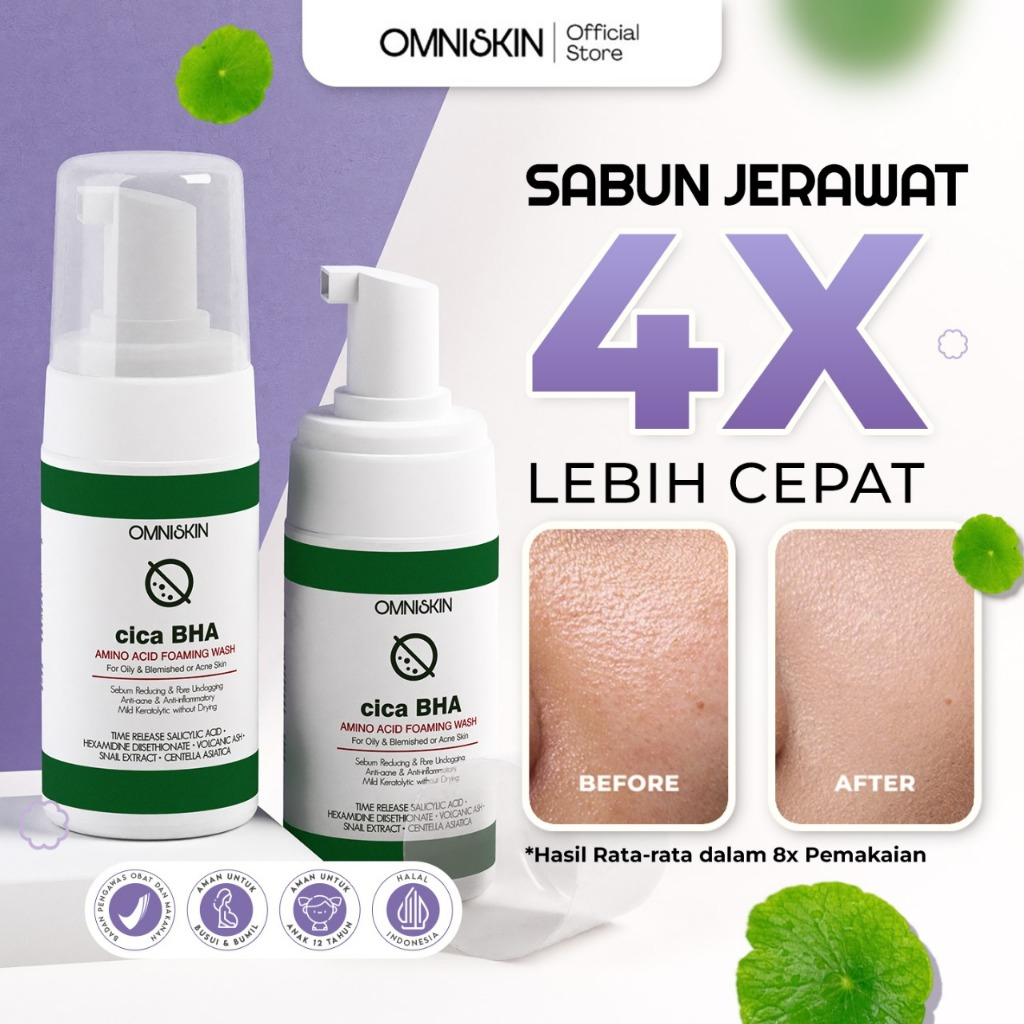 Jual OMNISKIN - Facial Wash Sabun Muka Berjerawat Cica BHA Amino Acid ...