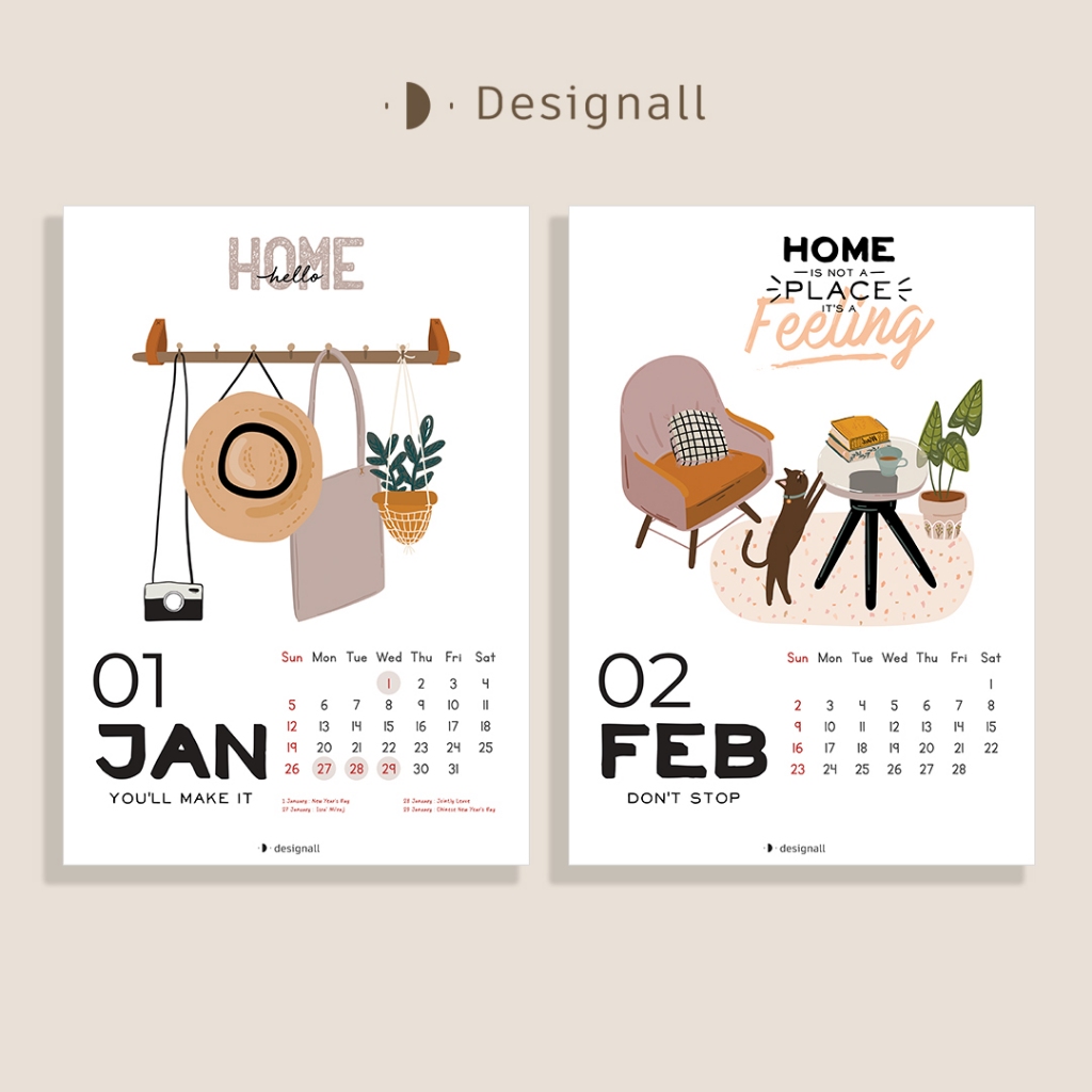 Jual DESIGNALL KALENDER DINDING AESTHETIC 2025 / 2025 A3+ SPIRAL AES