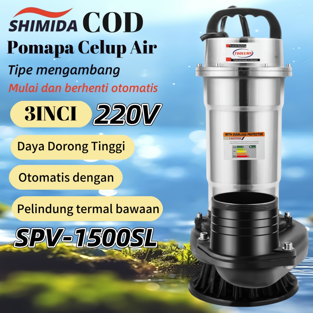 Jual SHIMIDA Pompa Celup Air Kotor Otomatis1500W Stainless Steel sewage ...