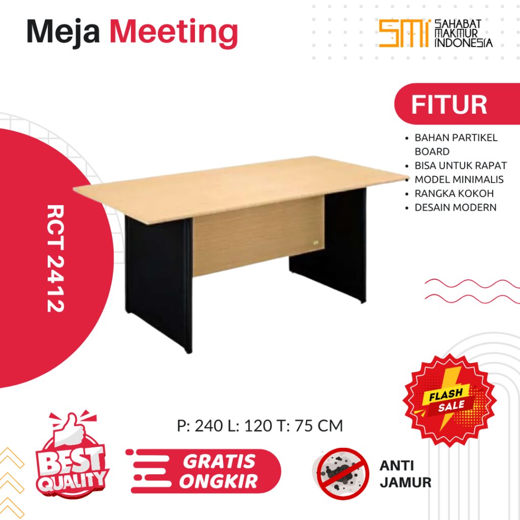 Jual Meja Rapat RCT 2412 / Meja Meeting Meja Pertemuan Meja Kantor Meja ...