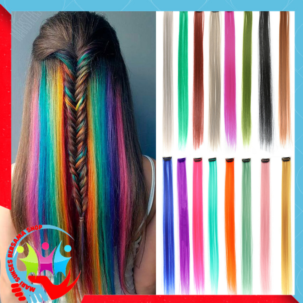 Jual MSBS Hair Clip Wig Colour Highlight Rambut Sambung Palsu Extension ...