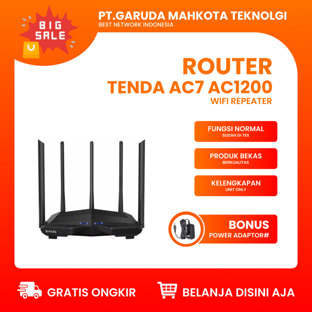 Jual router tenda ac7 ac1200 dual band wireless wifi extender second