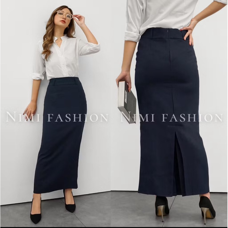 Jual KHILMY- Rok Remple Rok kerja wanita Span panjang Rok Remple Formal ...