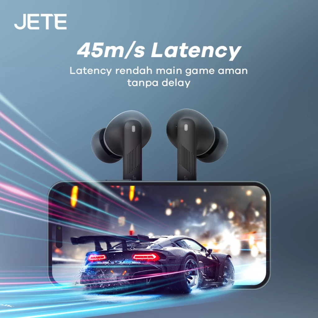 TWS Bluetooth ENC with 4 Mic JETE T15 BT 5.4 IPX5 Playtime 24H - Garansi 2 Tahun