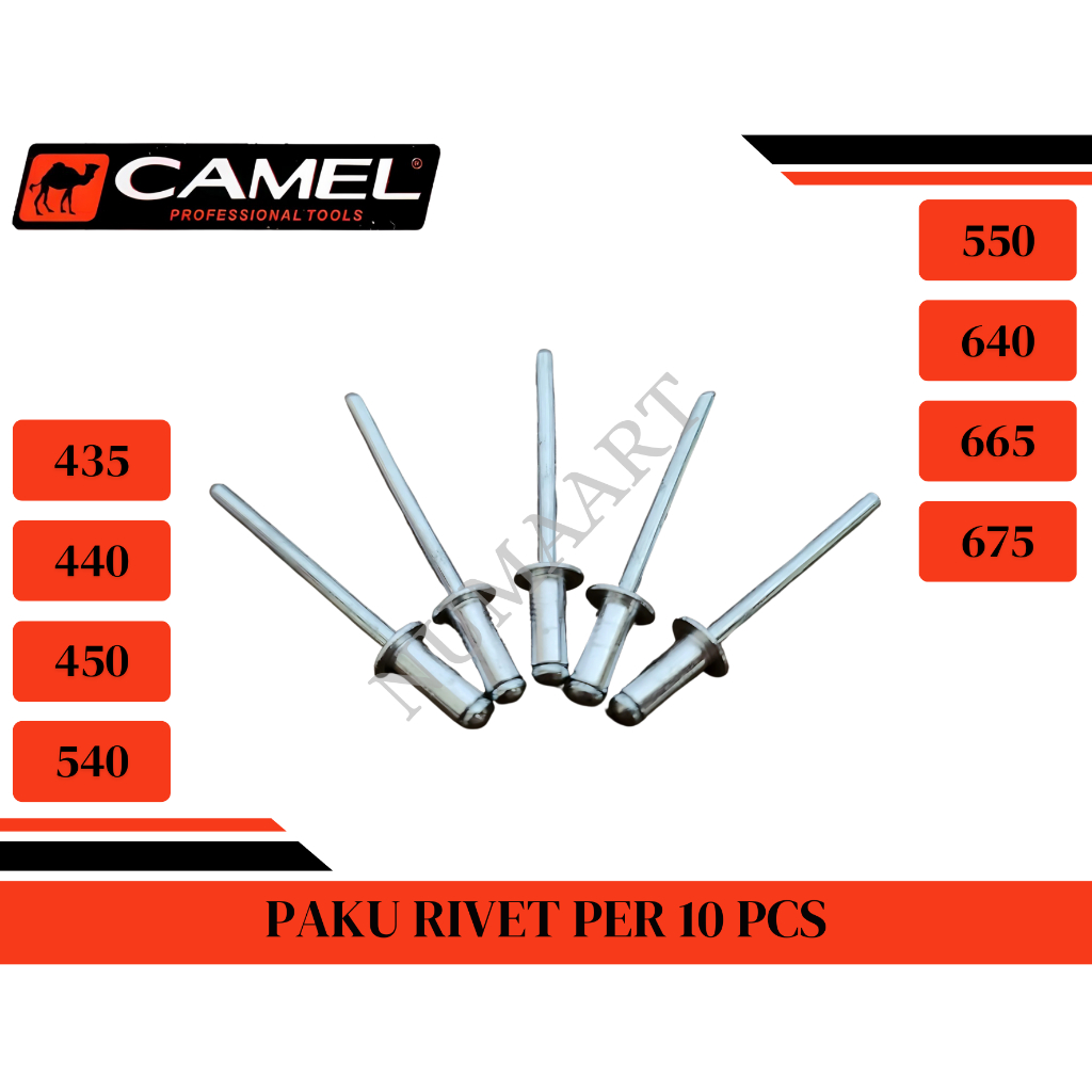 Jual CAMEL / PER 10PCS PAKU RIVET KELING ALL SIZE 435 440 450 540 550 ...