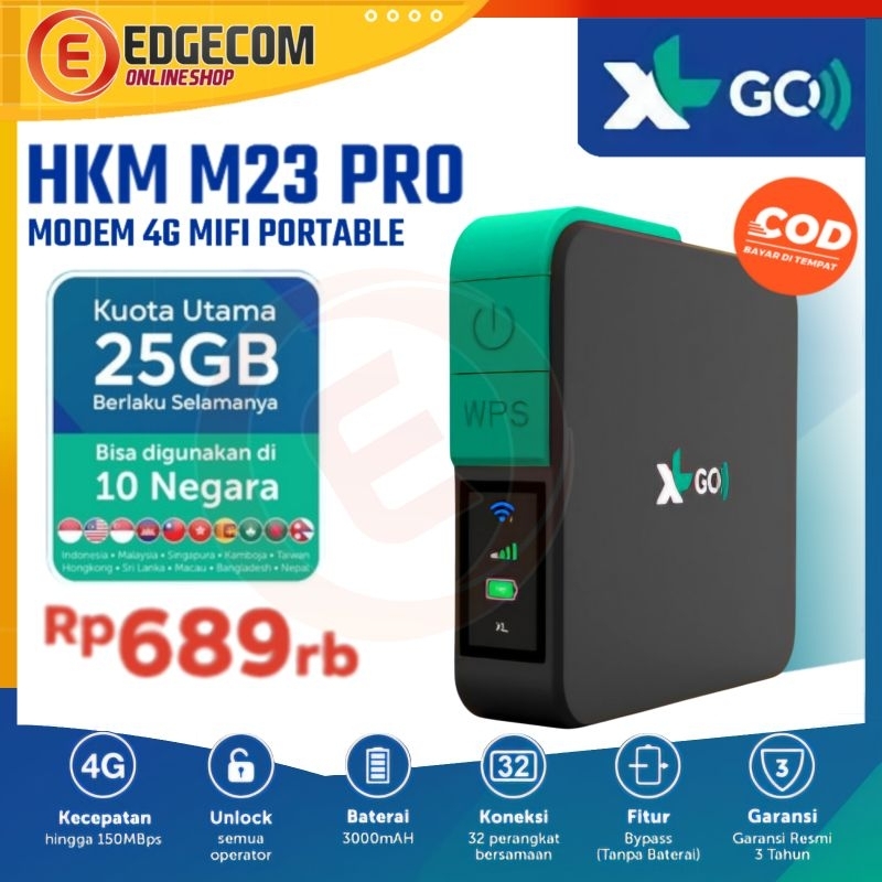 Jual XL GO MiFi HKM M23 Pro Modem WiFi 4G LTE Free Data 25GB XLGO ...