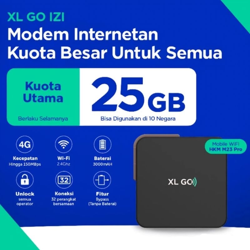 Jual XL GO MiFi HKM M23 Pro Modem WiFi 4G LTE Free Data 25GB XLGO ...