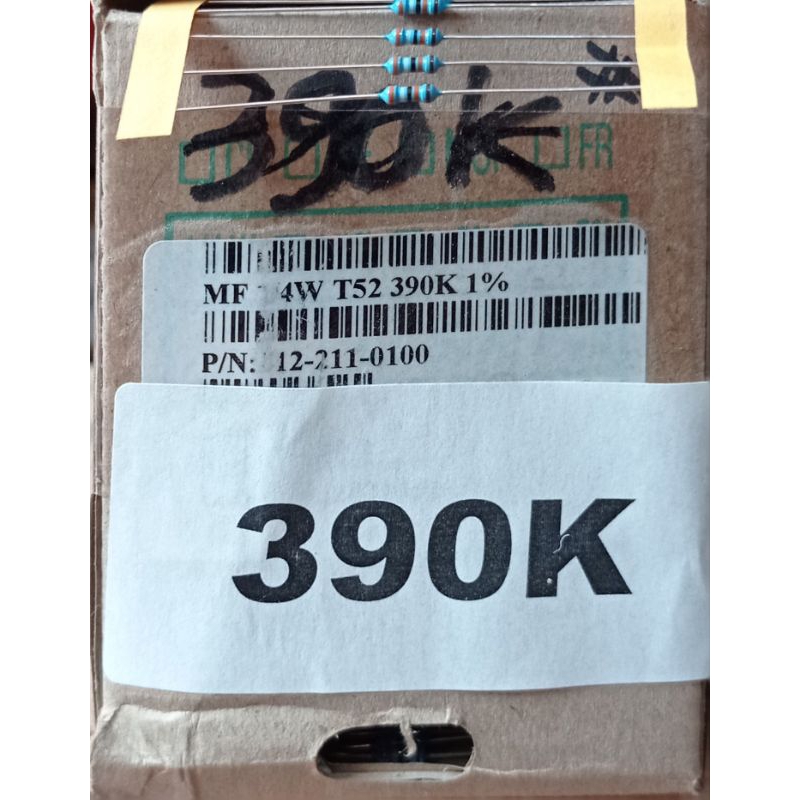 Jual Resistor Metal 390K 1/4Watt MF 1/4W T52-390K-1% Resistor Taiwan ...