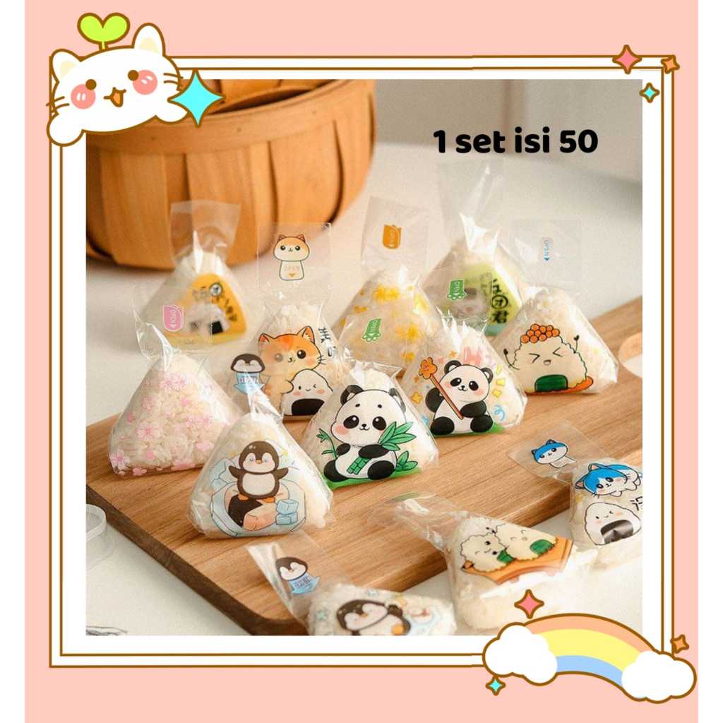 Jual [V1] 1 Set 50 LEMBAR Plastik Pembungkus Nasi Onigiri Roti Kue ...