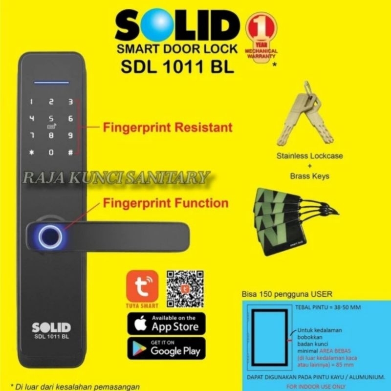 Jual SOLID Smart Door Lock SDL 1011 BL/Smart Lock Solid/Kunci Digital ...