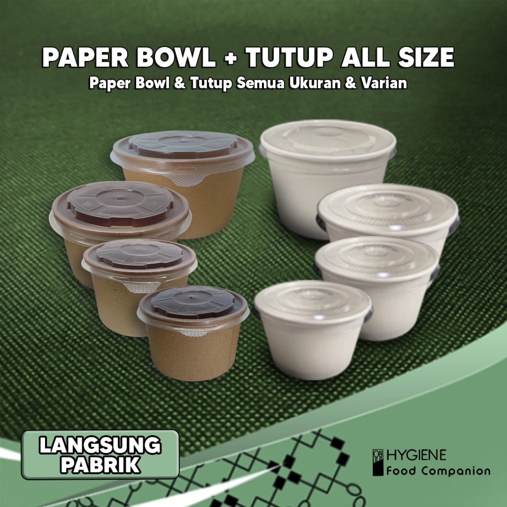Jual PAPER BOWL ALL SIZE + TUTUP / MANGKUK KERTAS / WADAH KERTAS TEBAL ...