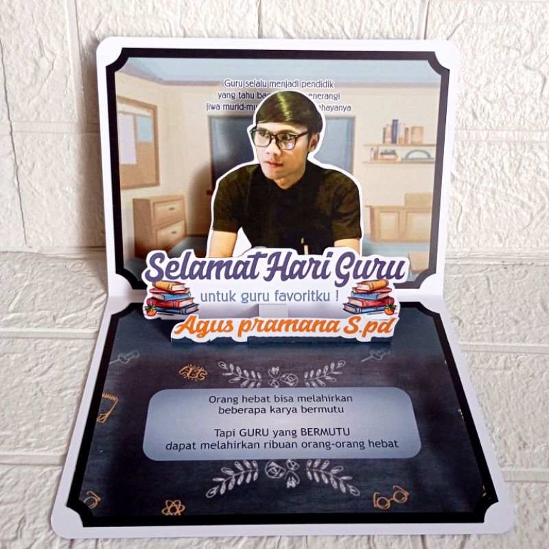Jual (1 pcs) Custom pop up card , Ucapan hari guru | Shopee Indonesia