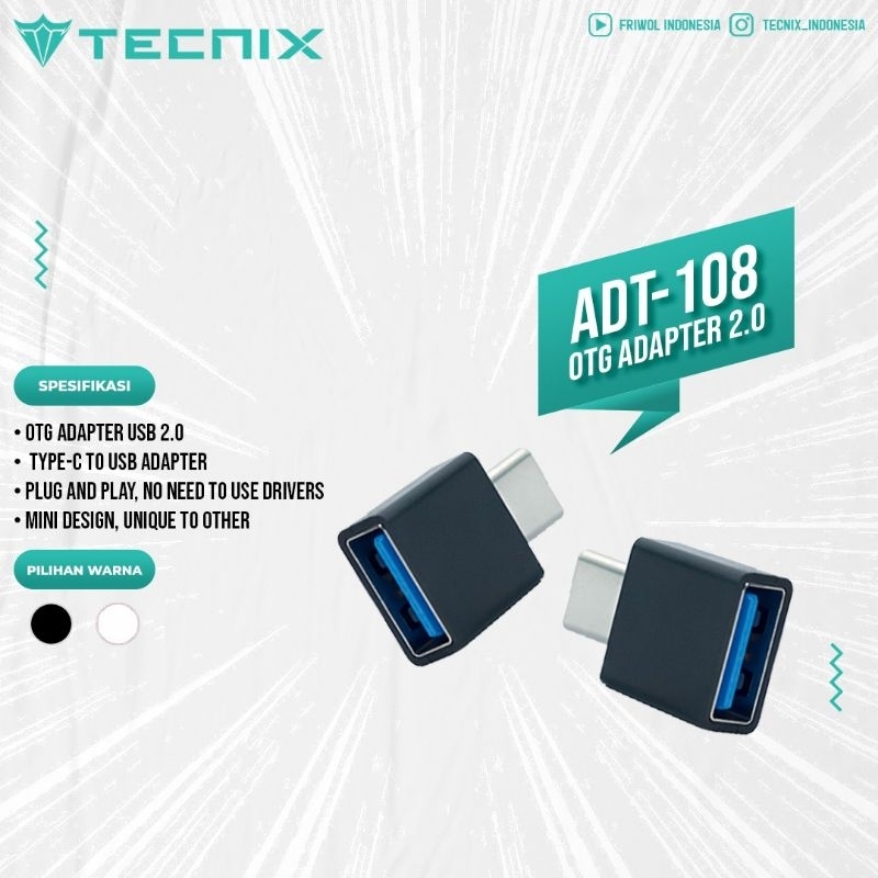 Jual ADT-108 OTG Adapter USB 2.0 Black, White | Shopee Indonesia
