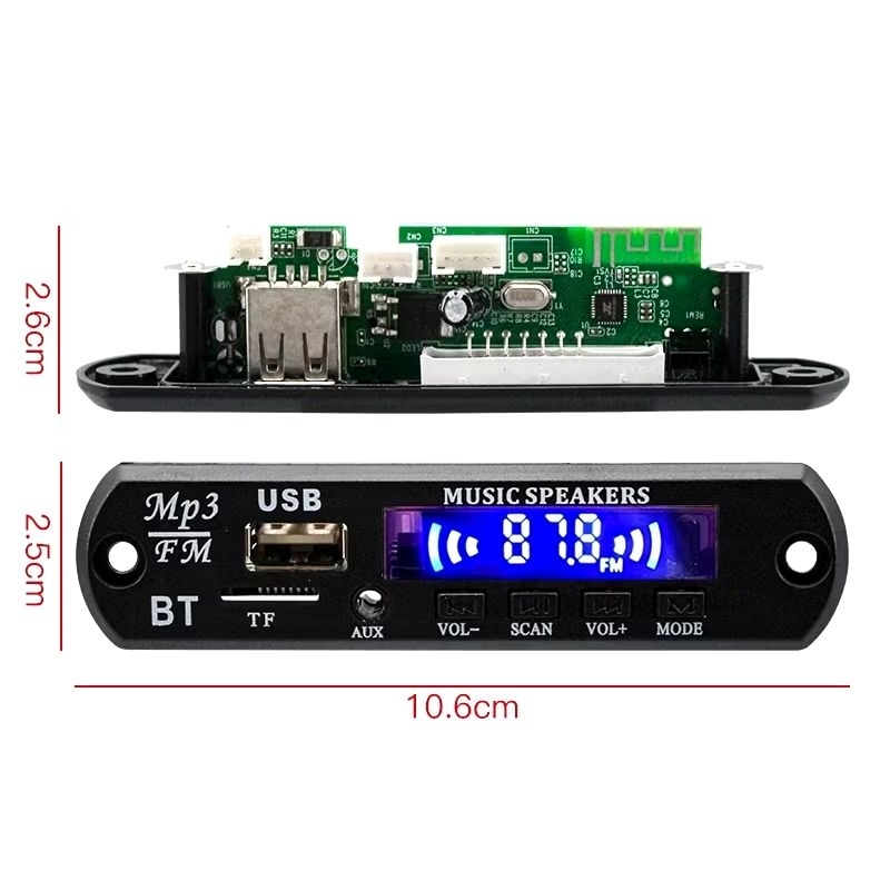Jual KIT MODUL BLUETOOTH MP3 USB AUX FM RADIO 9~12V ORIGINAL VTF-108 BT ...