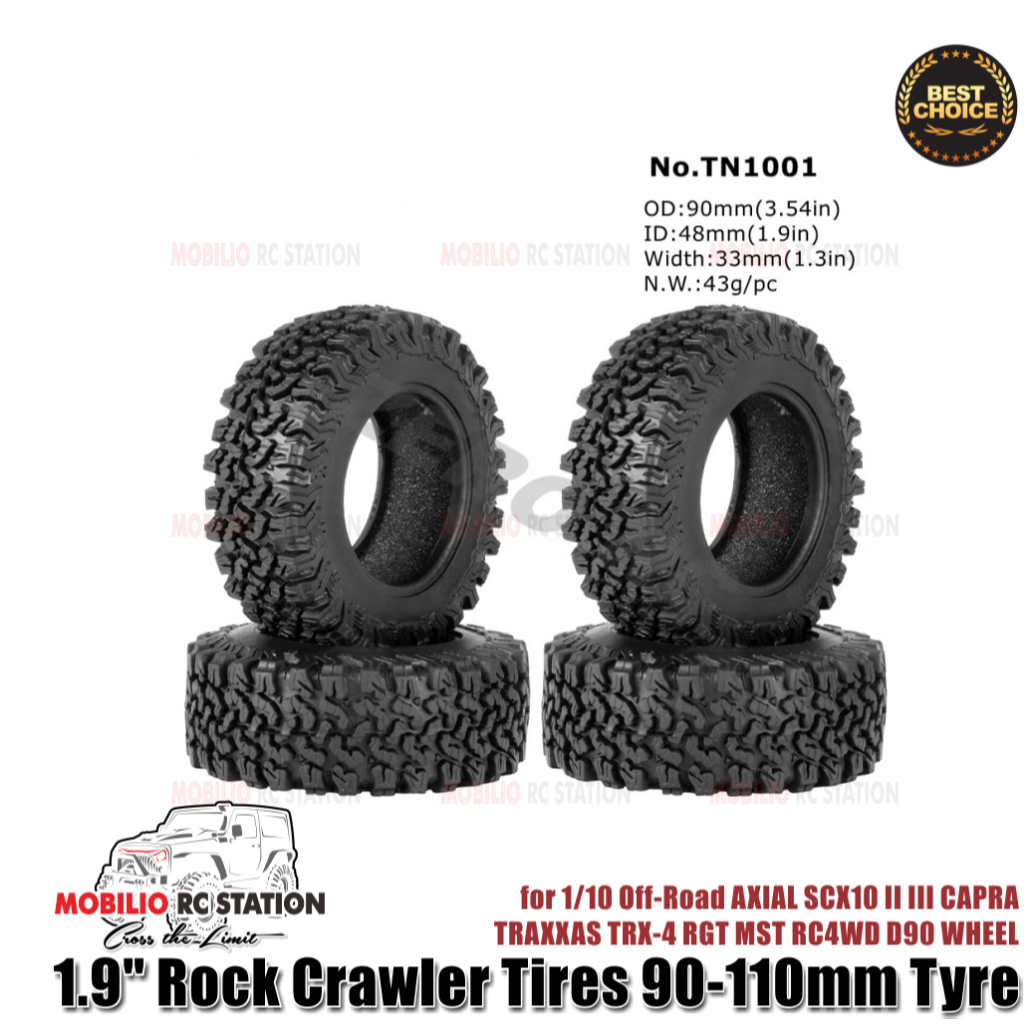 Plauauyt 4PCS 90mm 1.9 Inch RC Crawler Tires - Rubber Tires For TRX4, Axial SCX10, Redcat - 1/10 Scale - View #8