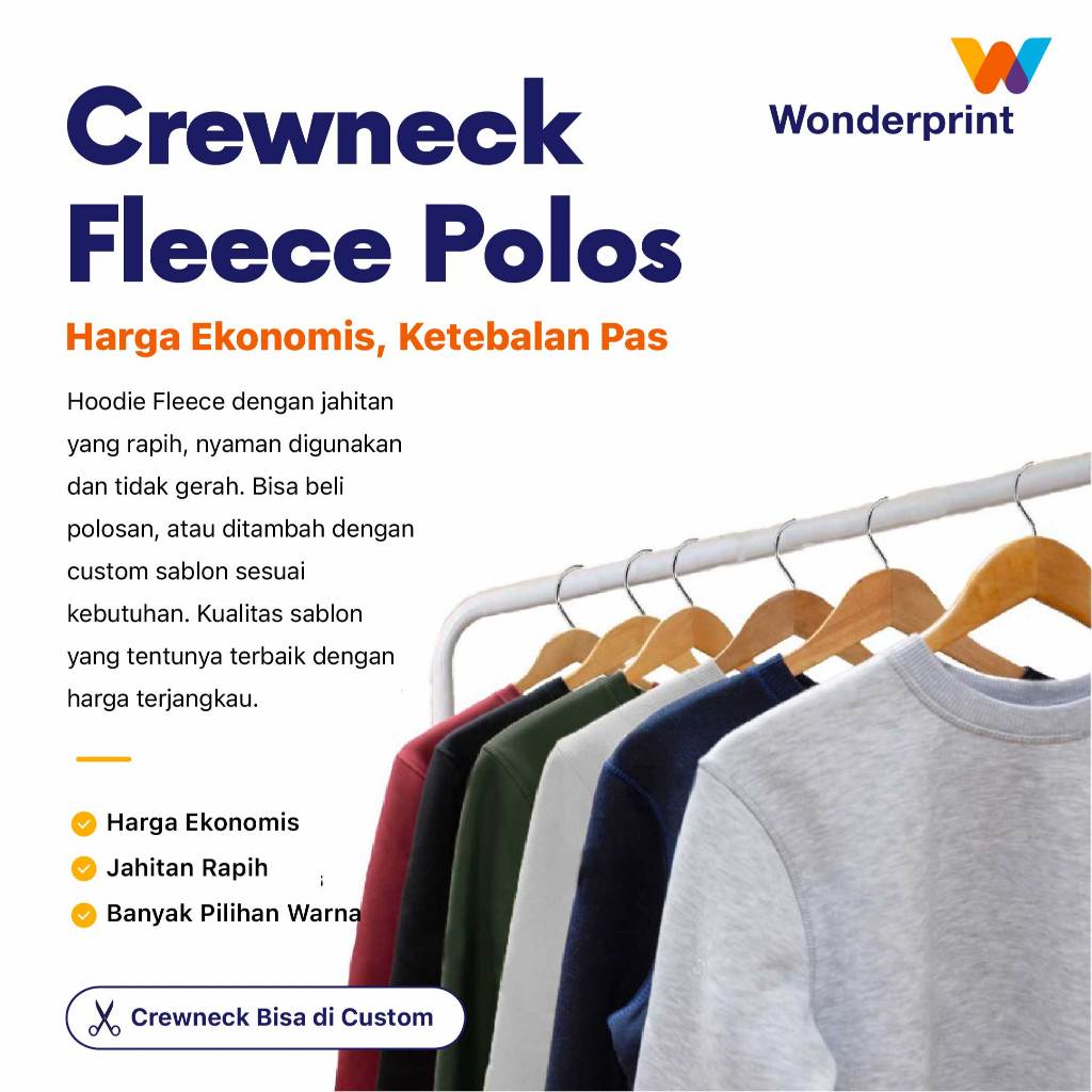 Jual Jaket Sweater Crewneck Cotton Fleece CVC Polos Pria Wanita Katun ...