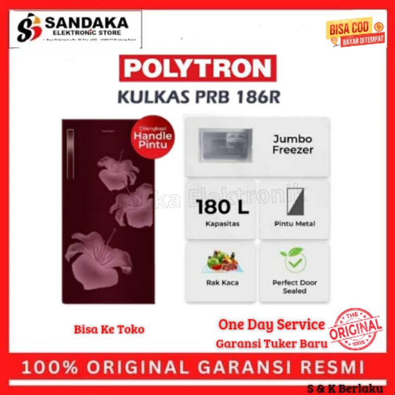 Jual kulkas 1 pintu Polytron 180liter PRB 186 garansi resmi promo ...