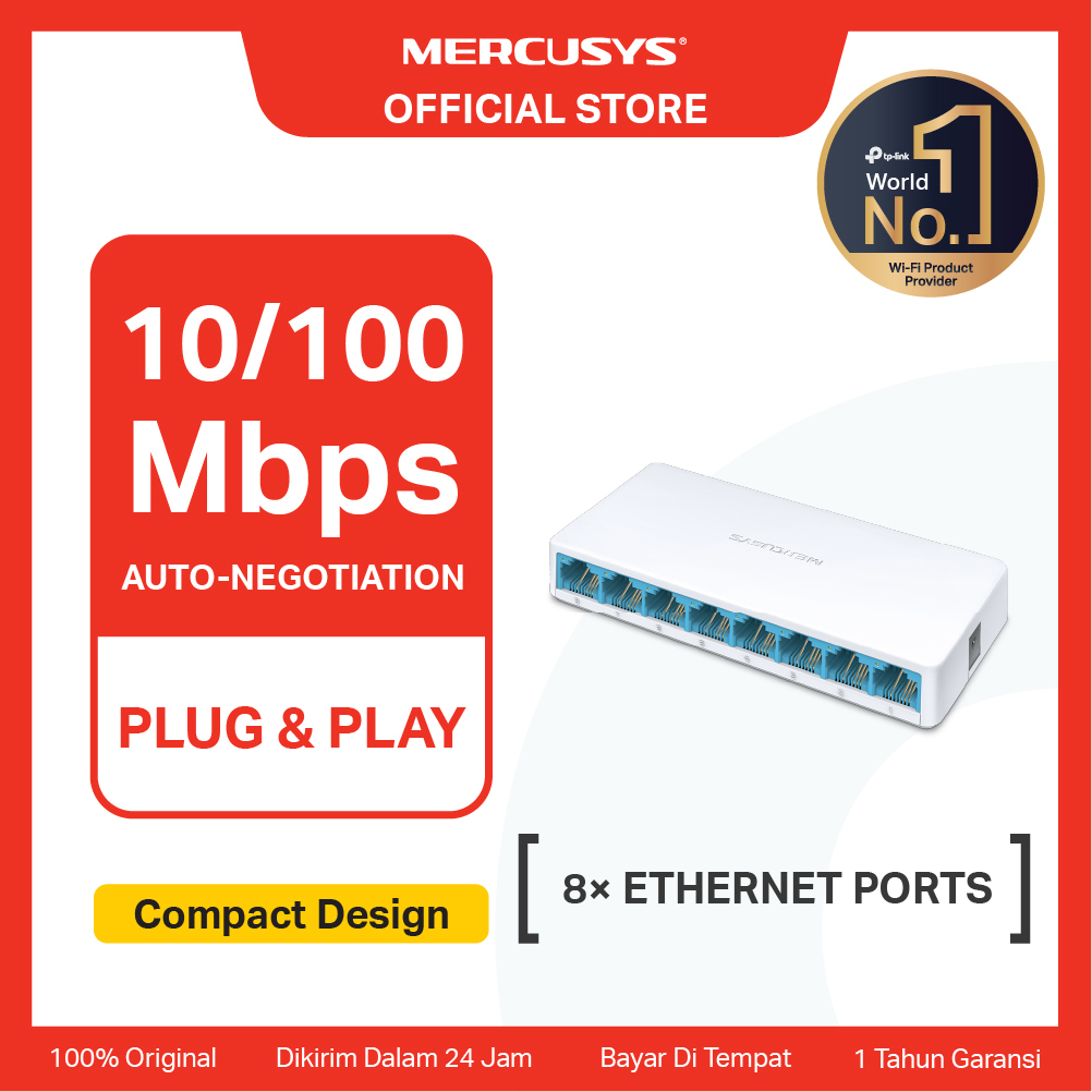 Jual Mercusys MS108 8-Port 10/100Mbps Desktop Network Plug & Play Lan ...