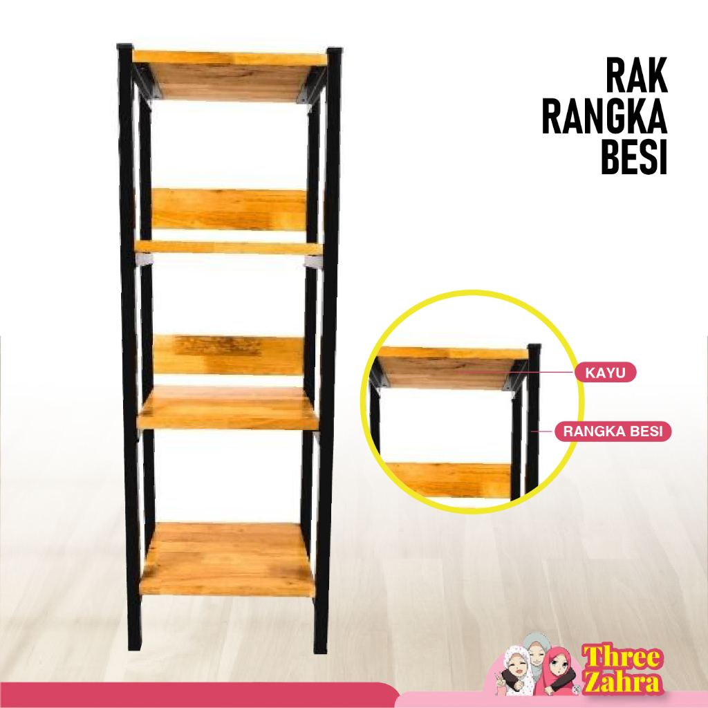 Jual RAK BUKU KAYU RANGKA BESI/RAK BUKU/RAK HIAS/RAK SERBAGUNA | Shopee ...