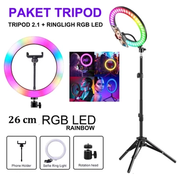 Tripod Ringlight Selfie Tripod 210 Cm Ringlight Ball Head 360 Phone Holder