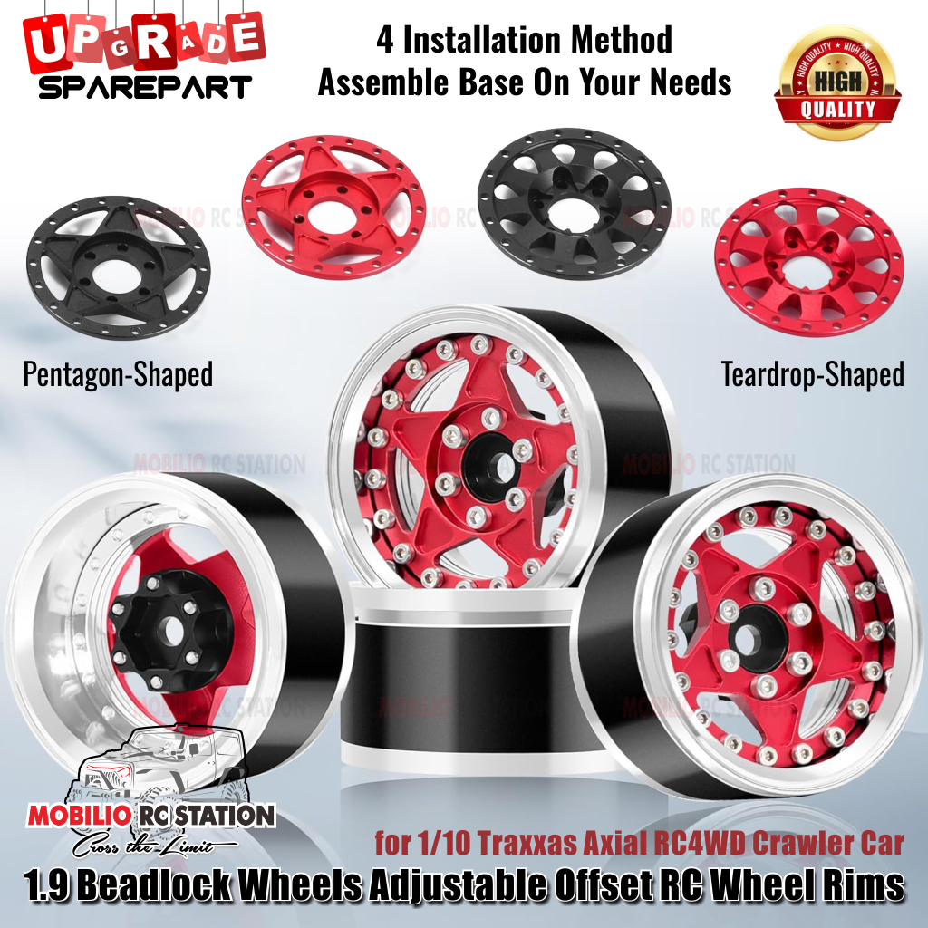 Jual Metal 1.9 Beadlock Wheels Adjustable Offset RC Wheel Rims Velg for ...