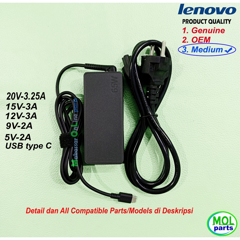 65W USB C Caricatore Alimentatore Per Lenovo ThinkPad T14 T15 T480