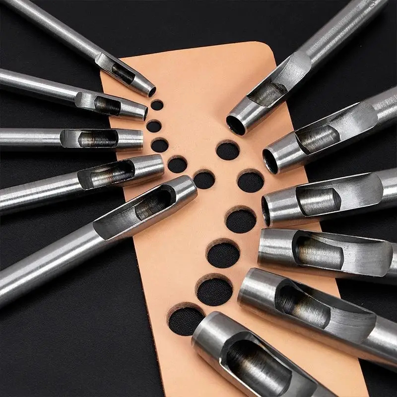 3-Piece Prong Punch Tool Set – 4mm, 5mm, 6mm Leather Round Hole Stitching Chisel For Crafting Belts & Bags