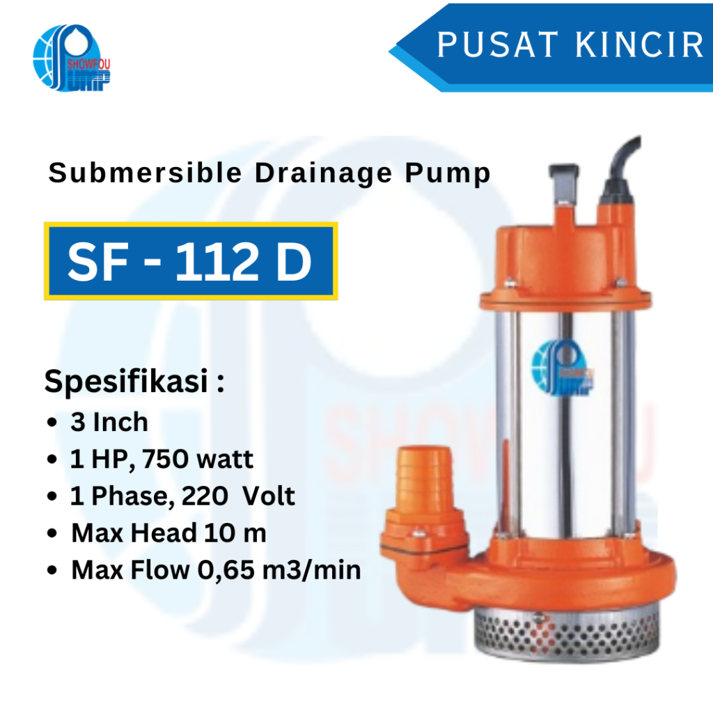 Jual Showfou Submersible Pump SF-112D 1 HP 1 Phase 220V 3 Inch | Shopee ...