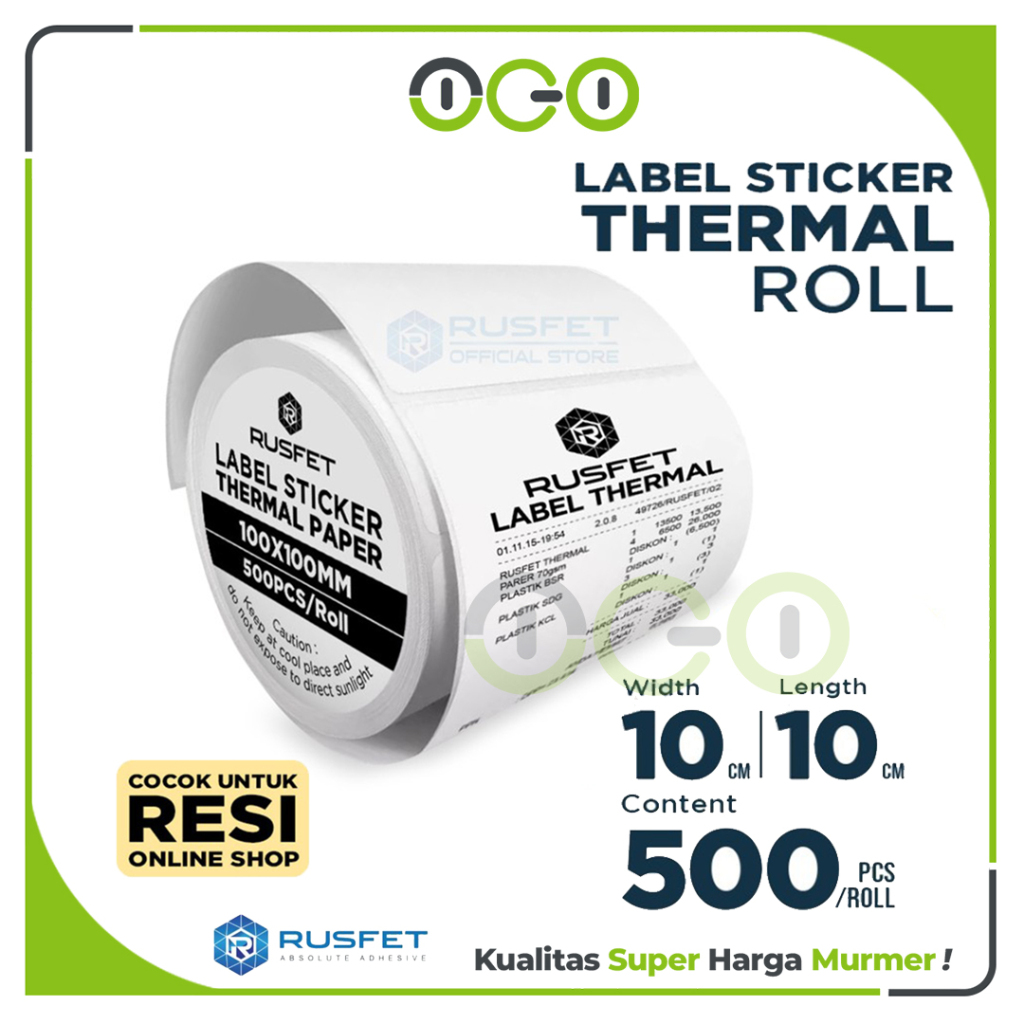 Jual Sticker Paper Label 10cm x 10cm - 500 Pcs Thermal Kertas Termal ...